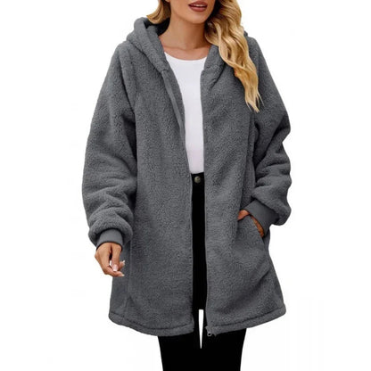 Elza - Elegant Oversized Hooded Fleece Jacket