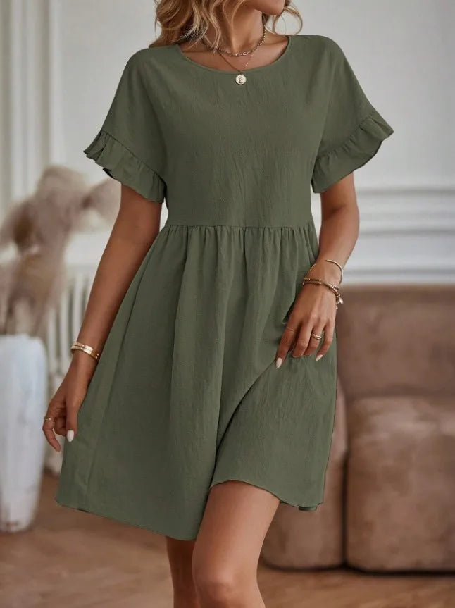 Sapphira - Loose-fit short-sleeve mini dress with ruffles