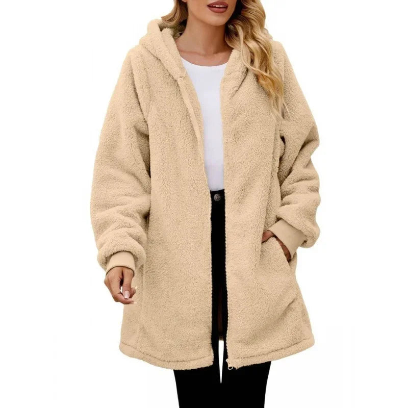 Elza - Elegant Oversized Hooded Fleece Jacket