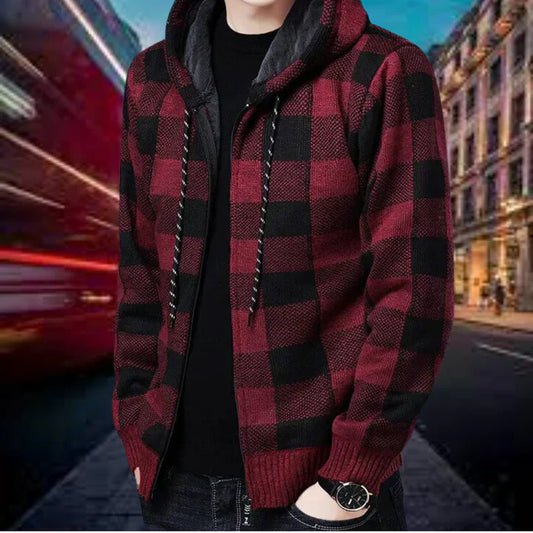 Cian | Elegant Checked Hooded Cardigan for Men | Premium Quality, Stylish Comfort