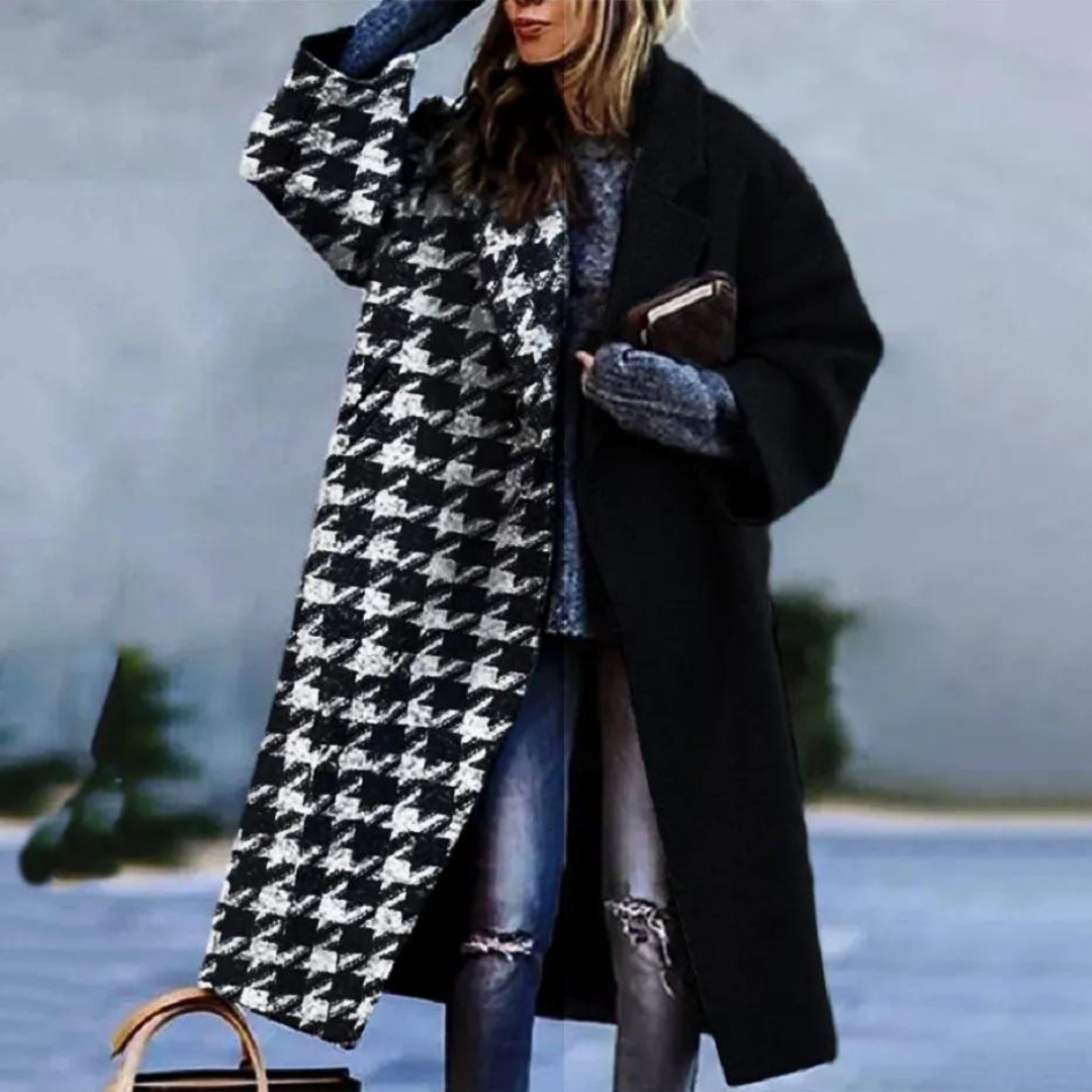 Fiona | Sophisticated Women's Coat with Striking Patterns | Soft Fabric, Oversized Fit