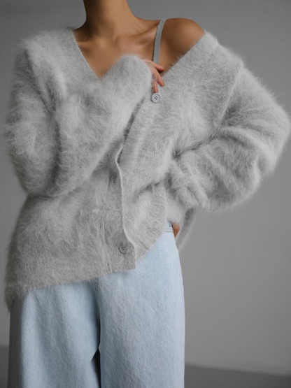 Alyssa - Elegant loose cardigan with deep V-neck