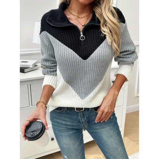 Aria | Women's Chunky Knit Half Zip Jumper | Warm, Chic, Adaptable Design