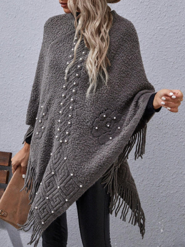 Quincy - Elegant Loose Poncho Sweater with Batwing Sleeves