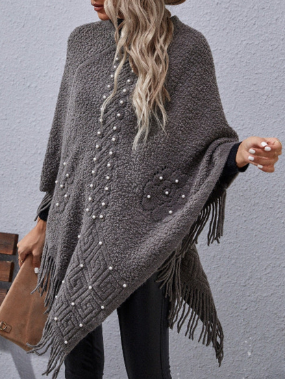 Quincy - Elegant Loose Poncho Sweater with Batwing Sleeves