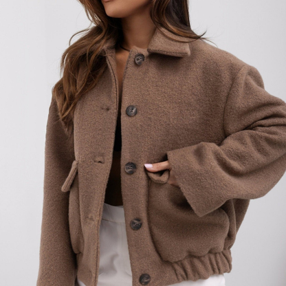 Evelynn - Stylish oversize button warm jacket