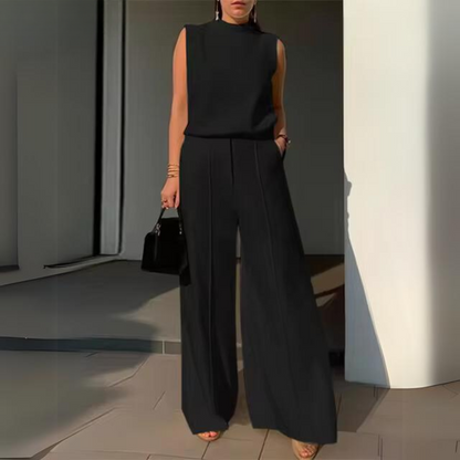 Lizzelle - Elegant sleeveless top and wide-leg trousers set