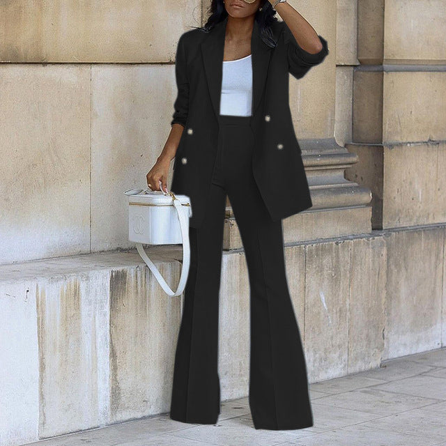 Iyla - Elegant buttoned blazer and flared trouser set