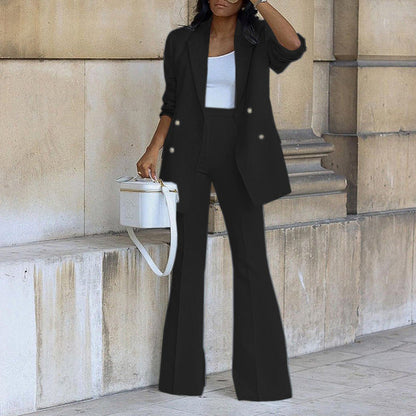 Iyla - Elegant buttoned blazer and flared trouser set