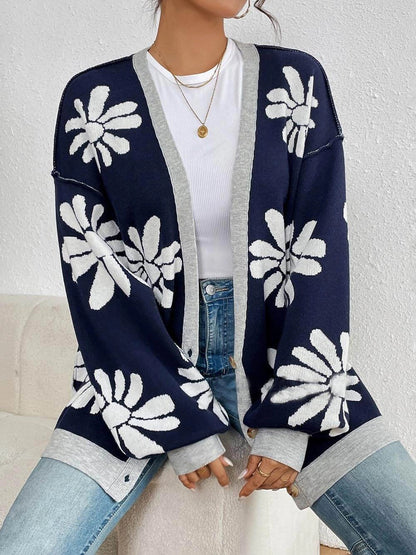 Dalia - Casual stylish floral print cardigan