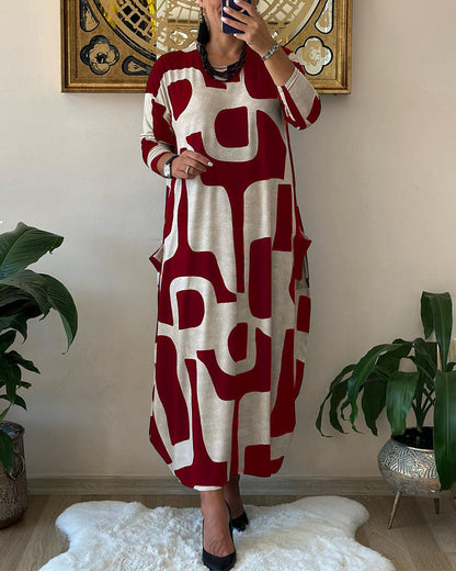 Karyssa - Vintage printed long-sleeved maxi dress