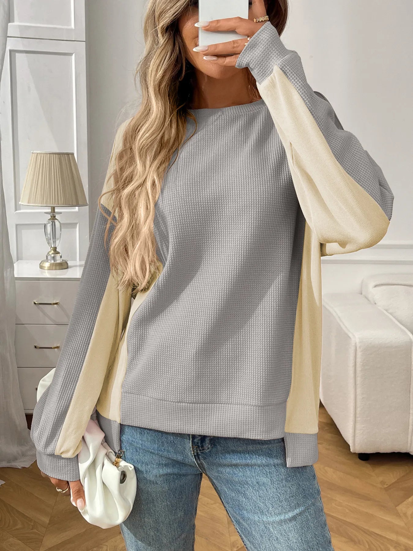Kaelira - Casual long-sleeve colour-block sweatshirt