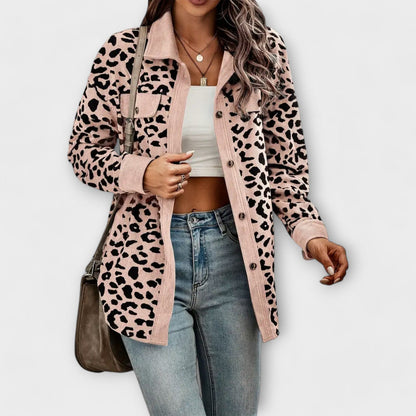 Melannie - Versatile & Elegant Leopard Button Jacket