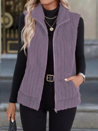 Cassidy - Stylish fleece zip-up vest coat