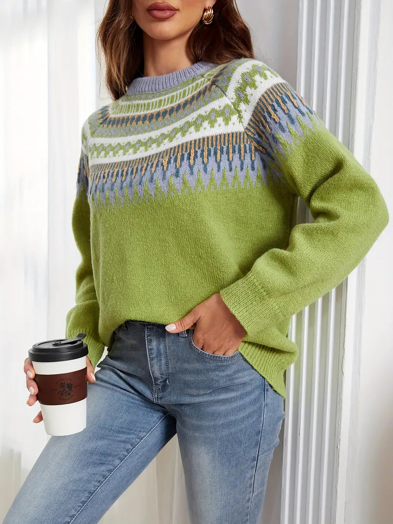 Polina - Stylish geometric pattern warm sweater