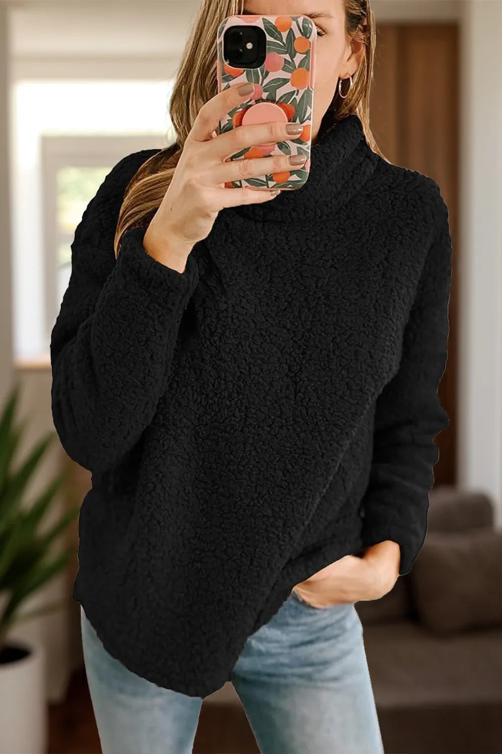 Dianna - Fuzzy turtleneck long sleeve warm sweater
