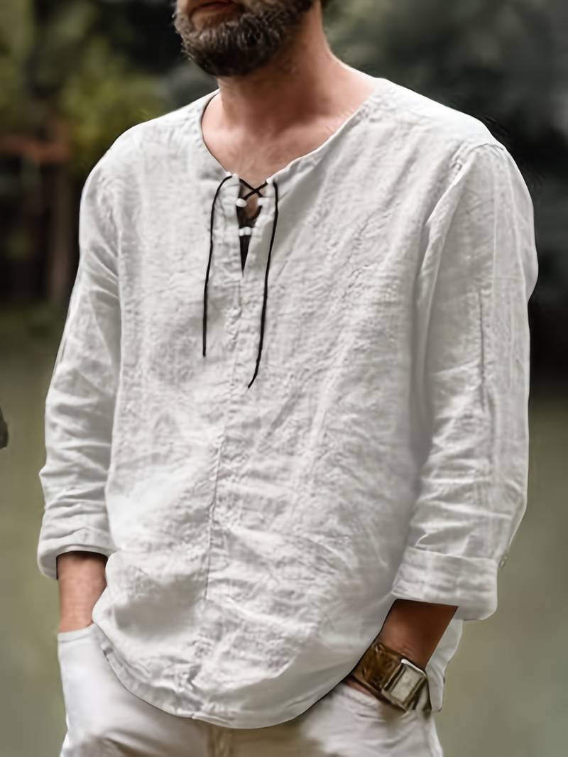 Owen | Casual Drawstring Long Sleeve Shirt for Men | Chic, Relaxed, Effortless Style