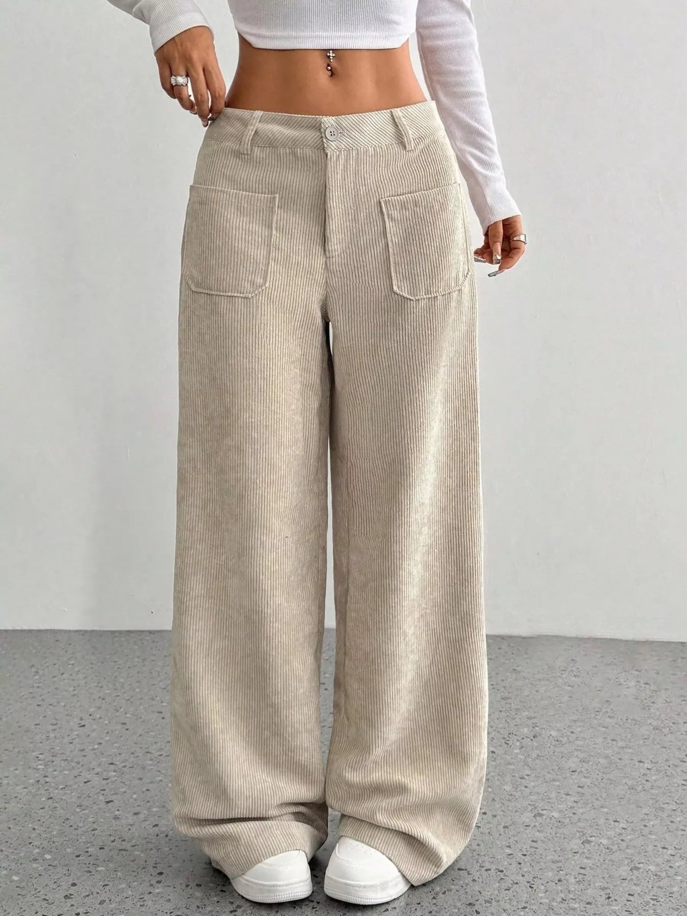 Maisy - Elegant Wide-Leg Corduroy Trousers