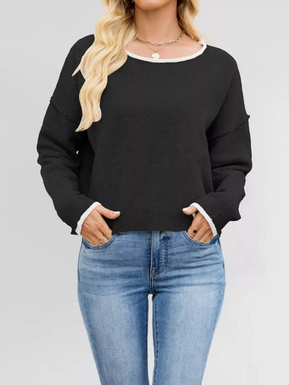 Waliyah - Casual round neck dropped shoulder sweater