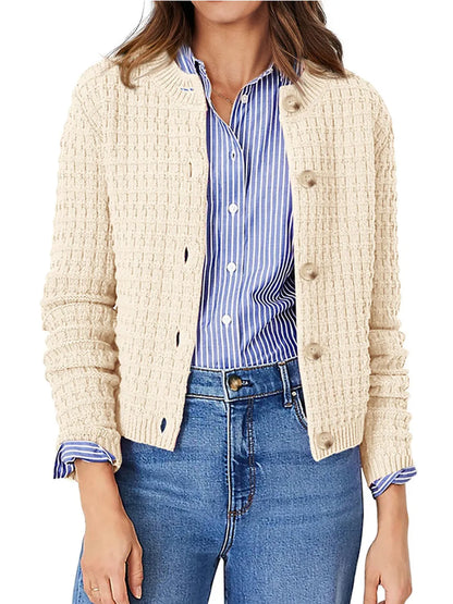 Dixie - Chic textured knit button-front cardigan