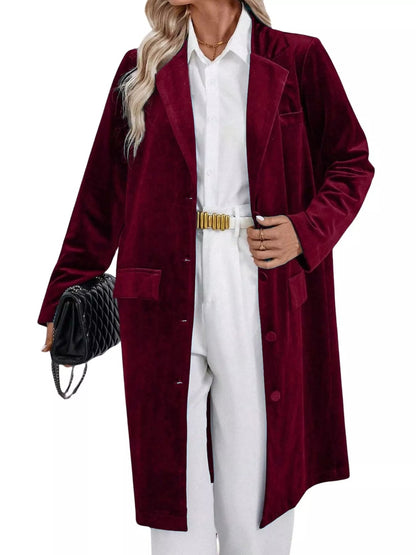 Wendalyn - Elegant stylish lapel collar long sleeve longline trench coat