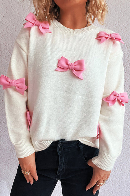Frida - Stylish bow-knot round neck knitted sweater