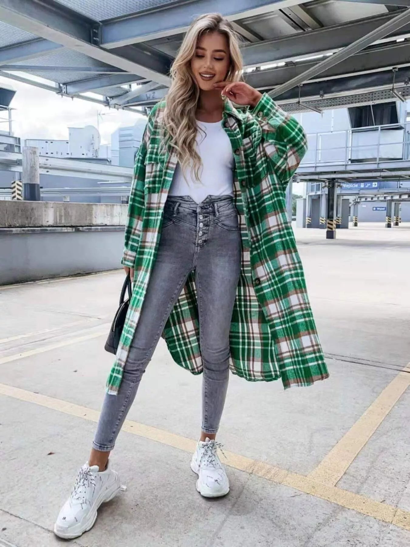 Valorie - Cozy plaid button up longline shacket