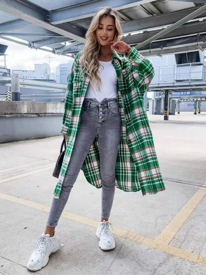Valorie - Cozy plaid button up longline shacket