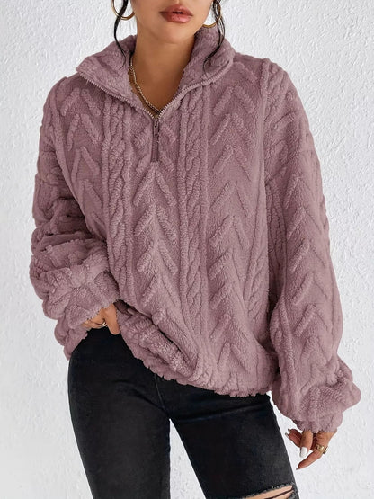 Yasmina - Comfortable Loose and Warm Half-Zip Jumper