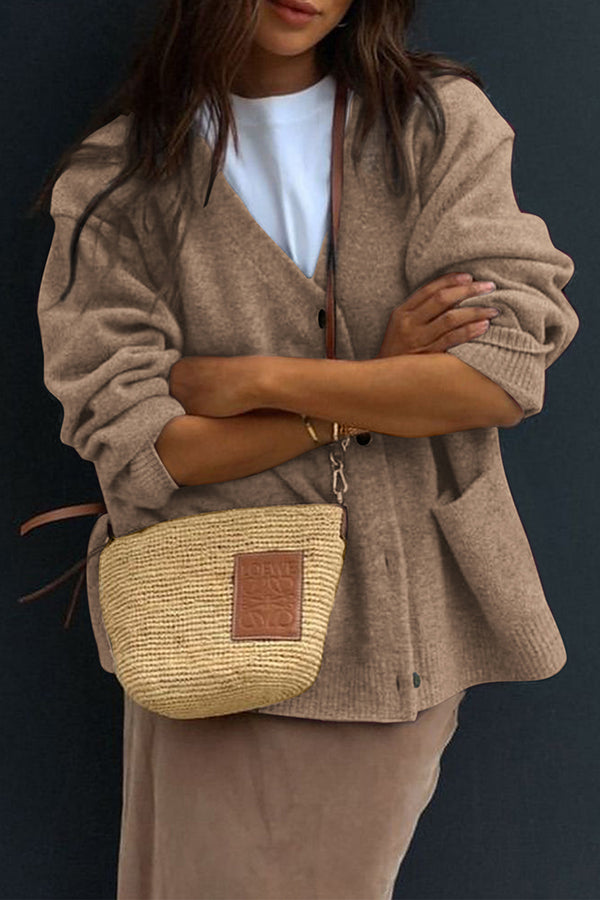 Gigi - Casual V-neck button cardigan wit pockets