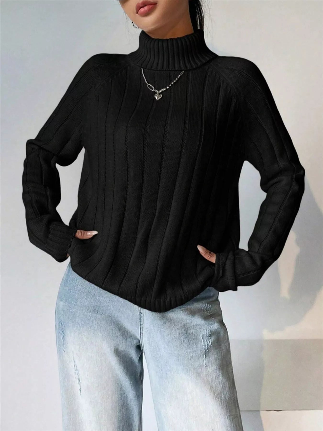 Kaila - Elegant Ribbed High-Neck Long-Sleeve Jumper