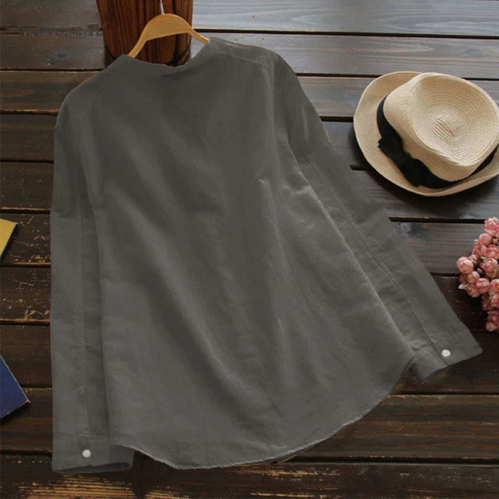 Women’s Summer Tunic Blouse | Long Sleeve, Button-Down