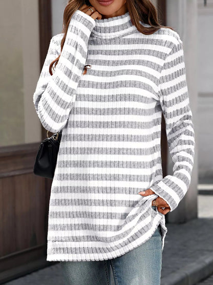 Carmelina - Elegant Long-Sleeve Striped Turtleneck Jumper