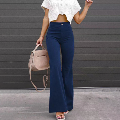 Tifanie - Elegant high-waist corduroy flared trousers