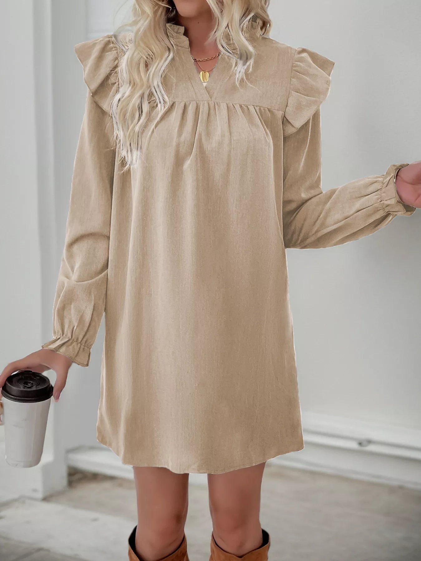 Sheila - Elegant Casual Dress with Ruffles and Long Sleeves