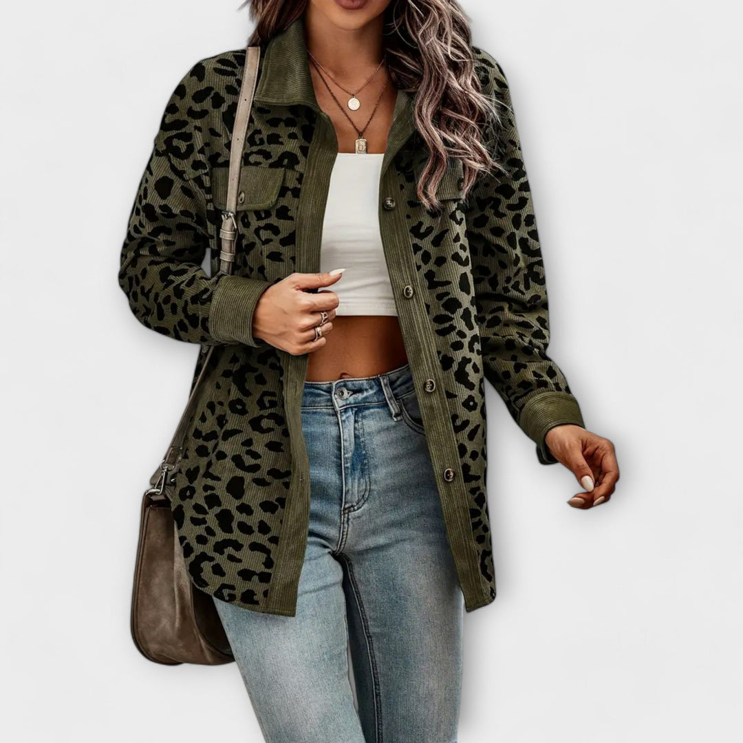 Melannie - Versatile & Elegant Leopard Button Jacket