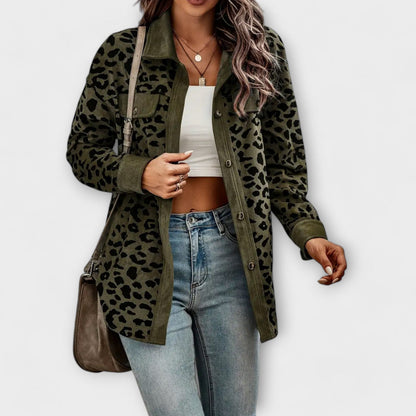 Melannie - Versatile & Elegant Leopard Button Jacket