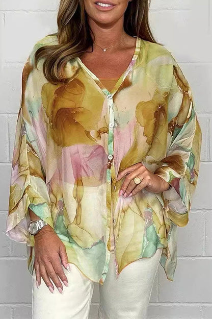 Zia - Colourful loose-fit long-sleeve blouse