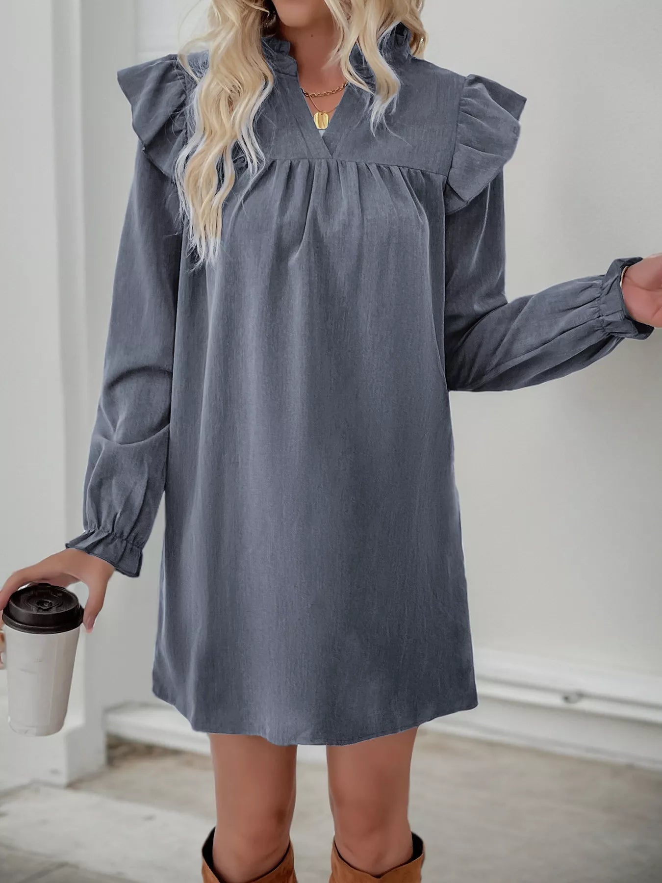 Sheila - Elegant Casual Dress with Ruffles and Long Sleeves