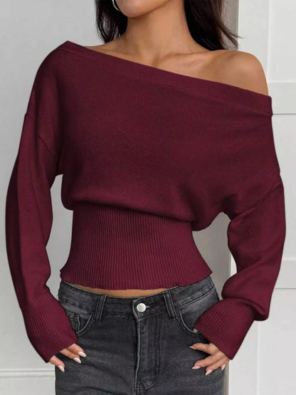 Nirvana - Chic one shoulder cropped sweater