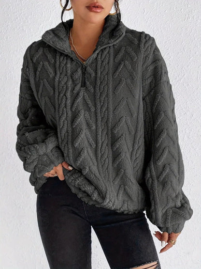 Yasmina - Comfortable Loose and Warm Half-Zip Jumper