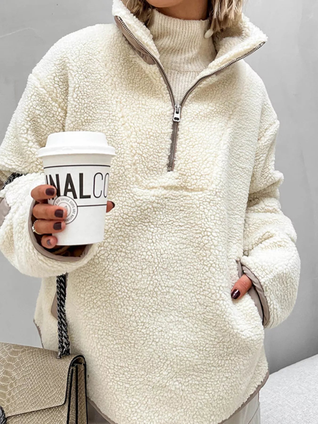 Celeste - Loose stylish fleece half-zip warm jacket