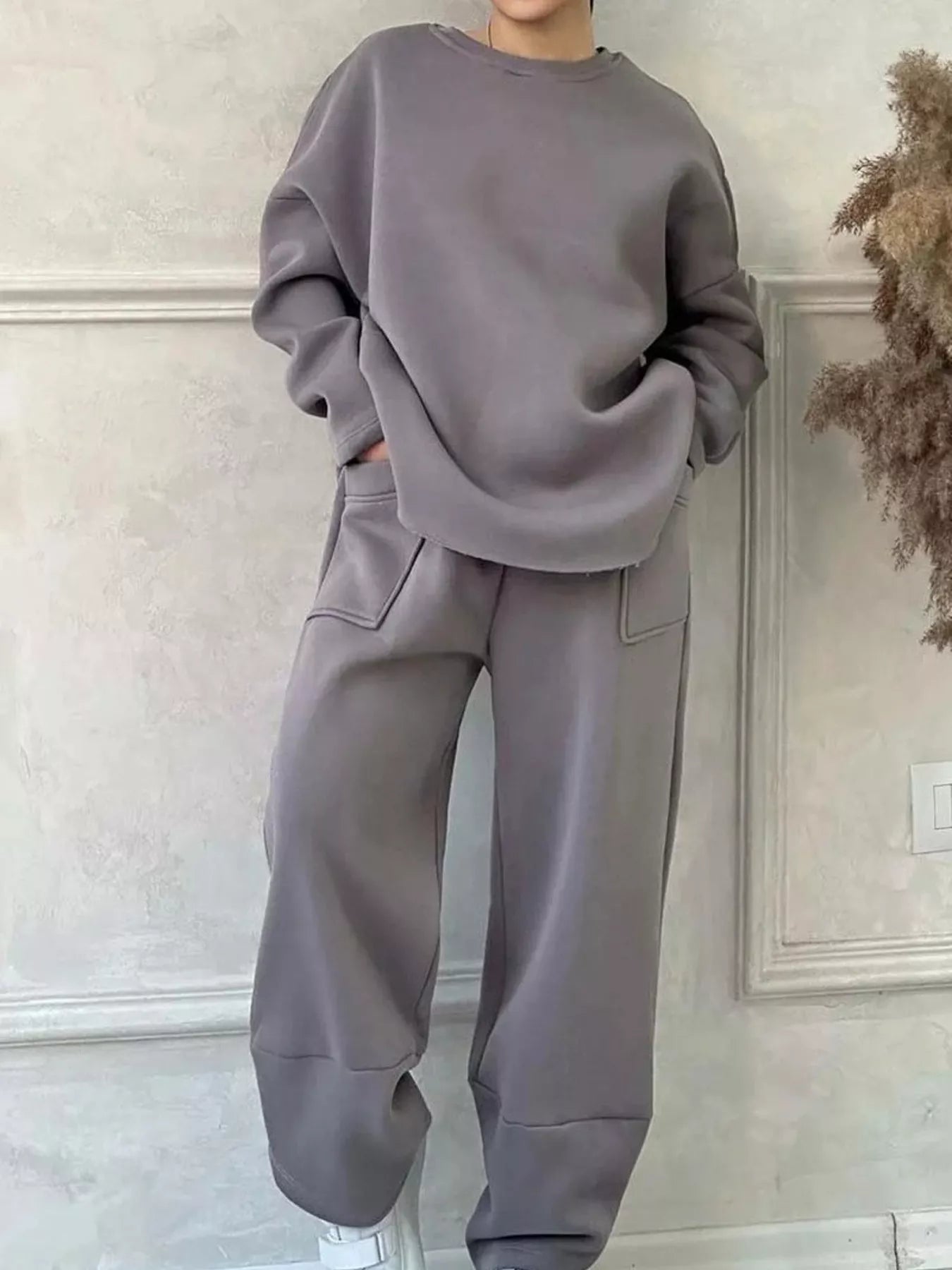 Generosa - Oversized loose warm sweater and pants set