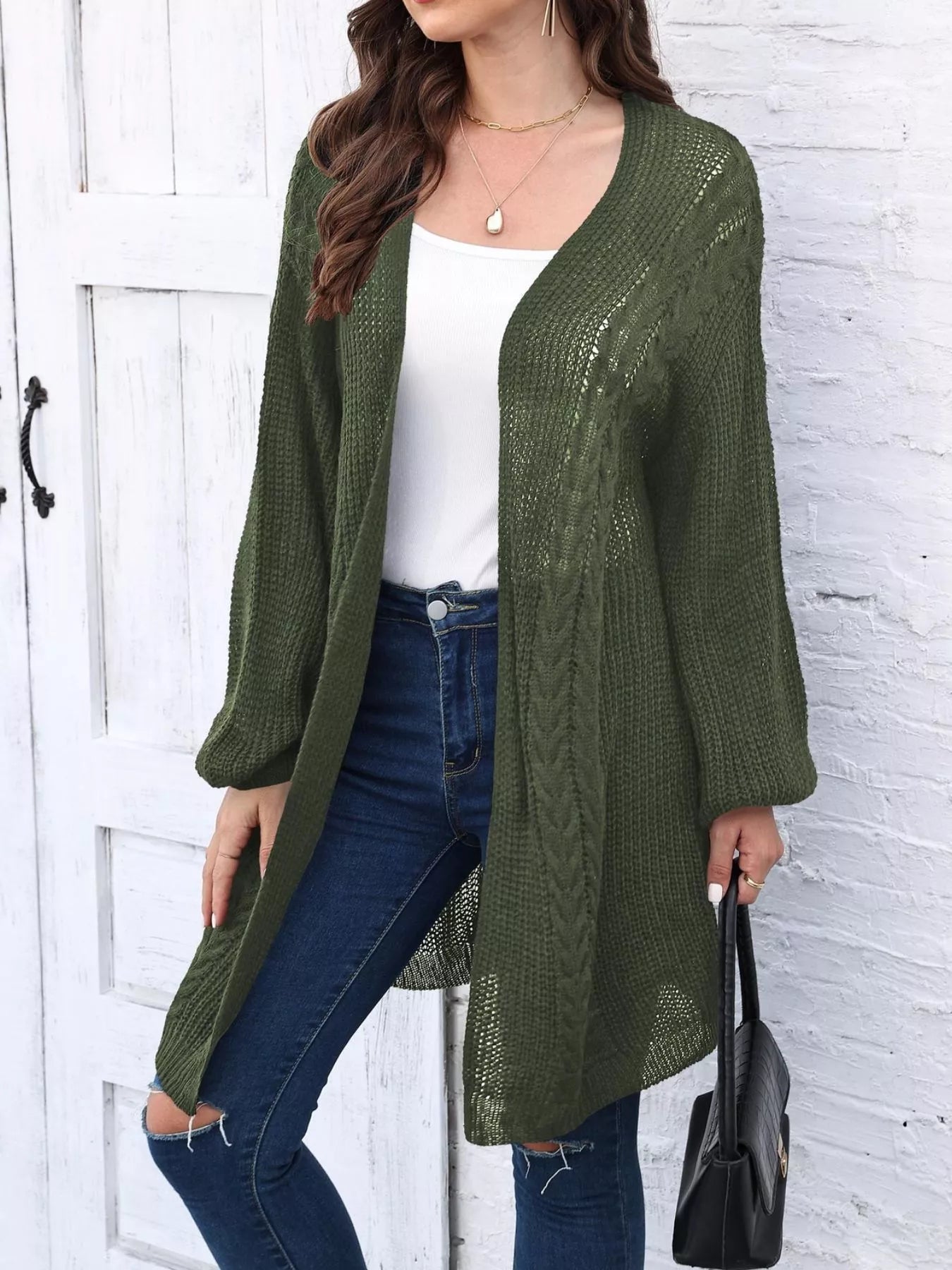 Kayla - Casual Knitted Cardigan with Front Opening and Long Sleeves