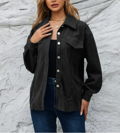 Veronella - Stylish corduroy button-down jacket