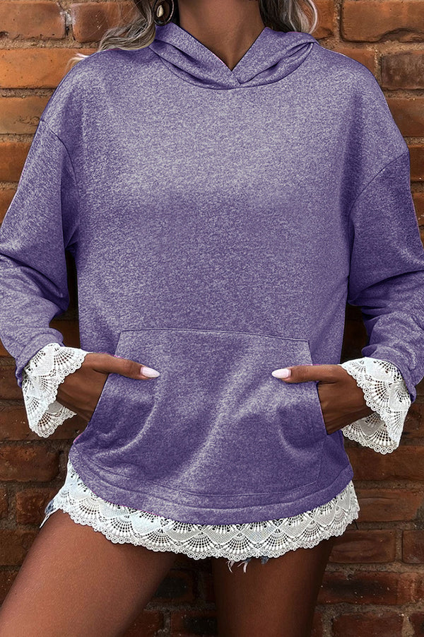 Gwenna - Cozy lace-trimmed hooded sweatshirt