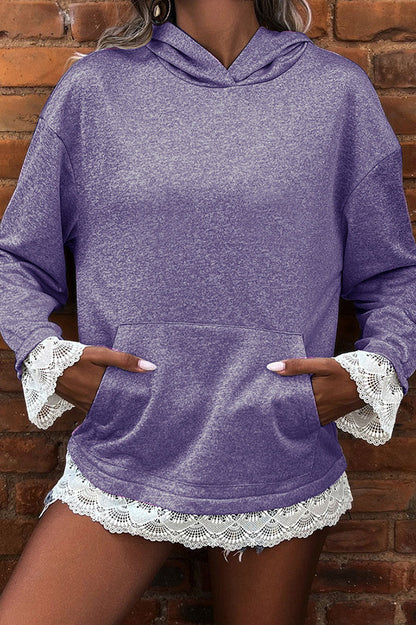 Gwenna - Cozy lace-trimmed hooded sweatshirt