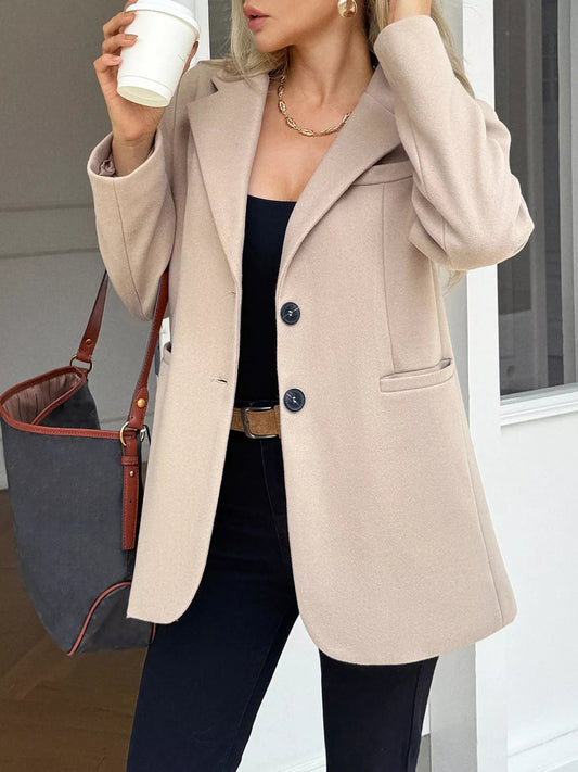 Taliah - Elegant lapel collar button-up blazer