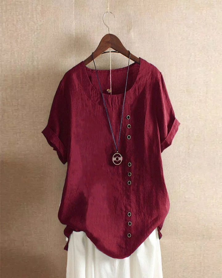 Women’s Casual Summer Shirt | Short Sleeve, Asymmetrical