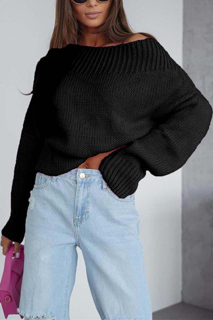 Jilian - Loose round neck knitted crop sweater